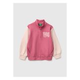 United Colors of Benetton Kız Çocuk Fuşya Önü İşlemeli Ribanalı Boğazlı Fermuarlı Dik Yaka Sweatshirt