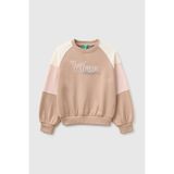 United Colors of Benetton Kız Çocuk Haki İşlemeli Renk Bloklu Reglan Kollu Bisiklet Yaka Sweatshirt