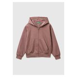 United Colors of Benetton Kız Çocuk Kahverengi Taş İşlemeli Kanguru Cepli Fermuarlı Kapüşonlu Sweatshirt