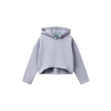 United Colors of Benetton Kız Çocuk Lila Arkası Logo Etiketli Kapüşonlu Relax Fit Sweatshirt, Lila, 6-7 Yaş