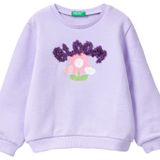 United Colors of Benetton Kız Çocuk Lila Önü Grafik Baskılı ve İşlemeli Bisiklet Yaka Sweatshirt 12-18 Ay