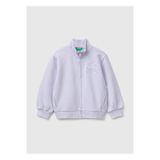 United Colors of Benetton Kız Çocuk Lila Önü İşlemeli Ribanalı Boğazlı Fermuarlı Dik Yaka Sweatshirt