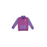 United Colors of Benetton Kız Çocuk Logo Baskılı Fermuarlı Dik Yaka Kanguru Yan Cepli Menekşe Mor Mix Renkli Sweatshirt