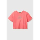 United Colors Of Benetton Kız Çocuk Mercan Ön ve Arka Baskı Detaylı Boncuk Işlemeli Geniş Yaka T-Shirt 6-14 Yaş - Pembe - 11 - 12 Yaş