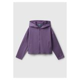 United Colors of Benetton Kız Çocuk Mor Kolu Etiket Detaylı Cepli Fermuarlı Kapüşonlu Sweatshirt