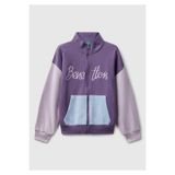 United Colors of Benetton Kız Çocuk Mor Mix Önü Logo Nakışlı Cepli Fermuarlı Dik Yaka Sweatshirt