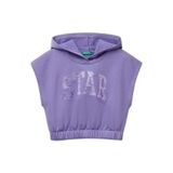 United Colors of Benetton Kız Çocuk Önü Aplikeli Nakış Detaylı Kolsuz Kapüşonlu Sweatshirt, 225P32N4C204H