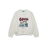 United Colors of Benetton Kız Çocuk Önü Payetli Baskılı Ribanalı Relaxed Fit Sweatshirt, 225A3J68C10QI