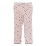 United Colors of Benetton Kız Çocuk Pembe Mix Baskılı Logo İşlemeli Beli Lastikli Slim Fit Streç Pantolon, 225A4NNFGE02N