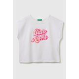 United Colors Of Benetton Kız Çocuk Pul Baskı Detaylı Bisiklet Yaka T-Shirt Beyaz -Pembe 6-14 Yaş - 10 - 11 Yaş