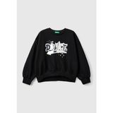 United Colors of Benetton Kız Çocuk Siyah Önü Pullu Baskı Detaylı Bisiklet Yaka Sweatshirt 11-12 Yaş