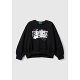 United Colors Of Benetton Kız Çocuk Siyah Önü Pullu Baskı Detaylı Bisiklet Yaka Sweatshirt - Lila - 11 - 12 Yaş