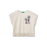 United Colors of Benetton Kız Çocuk Tişörtü 3i1xg10n4 Tişört, Beyaz, 4 Yaş