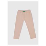 United Colors of Benetton Kız Çocuk Toz Pembe Beli Logo İşlemeli Regular Fit Tayt