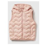United Colors of Benetton Kız Çocuk Toz Pembe Simli Logo İşlemeli Kapüşonlu Yelek