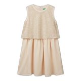 United Colors of Benetton Kız Çocuk Üstü Pullu Kumaşlı Astarlı Pileli Tül Etekli Kolsuz Elbise, TYCBD50419DB9062737456C00