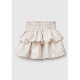 United Colors of Benetton Kız Çocuk Yeşil Keten Karışımlı Tamamı Desenli Beli Büzgülü Katlı Etek
