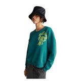 United Colors of Benetton Koyu Yeşil Koton Karışımlı Çiçek Motifli Sweatshirt, l, 125A3F0RD10BI, Koyu Yeşil, kadın