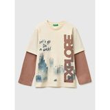 United Colors Of Benetton Krem Erkek Çocuk Baskılı T-Shirt 3MI5C10SA