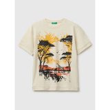 United Colors Of Benetton Krem Erkek Çocuk Baskılı T-Shirt 3SDLC10TU - 10 - 11 Yaş