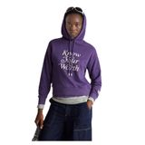 United Colors of Benetton Pamuk Karışımlı Önü Yazı Baskılı Kapüşonlu Sweatshirt, l, 125A3WNWD201C, Mor, kadın