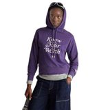 United Colors of Benetton Pamuk Karışımlı Önü Yazı Baskılı Kapüşonlu Sweatshirt, m, 125A3WNWD201C, Mor, kadın