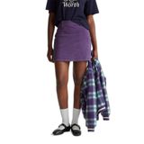 United Colors of Benetton Pamuk Karışımlı Yandan Fermuarlı Kadife Mini Etek, 34, 125A41ULD005B, Mor, Kadın