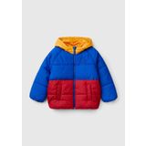 United Colors of Benetton Sol Göğsü Logo Yamalı Önü Cepli Kapüşonlu Fermuarlı Mont Erkek Çocuk Mont, Saks Mavi Mix, 98