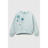 United Colors Of Benetton Su Yeşili Kadın / Kız Kj_önü Kristal Aplikeli Logo Işlemeli Ribanalı Şardonlu Sweatshirt Model Kodu: 3J73C10RASU Yeşili - 6 - 7 Yaş