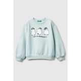 United Colors Of Benetton Su Yeşili Kadın / Kız Kk_kürk Aplikeli Ribanalı Bisiklet Yaka Sweatshirt Model Kodu: ( 39M2G10LC17H) - 18 - 24 Ay