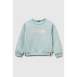 United Colors Of Benetton Su Yeşili Kadın / Kız Kk_renk Bloklu Simli Logo Baskılı Yırtmaçlı Şardonlu Sweatshirt Model Kodu: 39M2G10KYSU Yeşili - 18 - 24 Ay