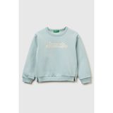United Colors Of Benetton Su Yeşili Kadın / Kız Kk_renk Bloklu Simli Logo Baskılı Yırtmaçlı Şardonlu Sweatshirt Model Kodu: 39M2G10KYSU Yeşili - 2 - 3 Yaş