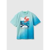 United Colors Of Benetton Turkuaz Erkek Çocuk Baskılı T-Shirt 3NPDC10TZ