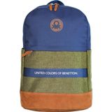 United Colors Of Benetton Üç Bölmeli Retro Erkek Çocuk Sırt Çantası - Lacivert Yeşil - Günlük Okul Seyahat