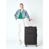 United Colors Of Benetton Ultra Light Hafif Lüx Kumaş Büyük Boy Valiz Siyah BNT2800