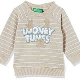 United Colors of Benetton Unisex Bebek Looney Tunes Baskılı Bisiklet Yaka Sweatshirt Sweatshirt, Bej , 0-1 Ay