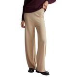 United Colors of Benetton Yün ve Kaşmir Karışımlı Ribana Detaylı Triko Pantolon, M, 125A102HDF00Z, Bej, Kadın