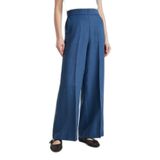 United Colors of Benetton%100 Keten Yan Cepli Arka Beli Lastikli Palazzo Pantolon, M, 125P4AGHDF08K, Sarı, Kadın