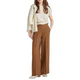 United Colors of Benetton%100 Keten Yan Cepli Arka Beli Lastikli Palazzo Pantolon, S, 125P4AGHDF08K, Sarı, Kadın