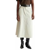 United Colors of Benetton%100 Pamuk Kadife Kloş Fermuarlı Midi Etek, 36, 125A494BD0058, Krem, Kadın