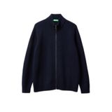 United Colors of Benetton%100 Yün Fermuarlı Hırka, 2XL, 125A1006U501C, Lacivert, Erkek