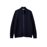 United Colors of Benetton%100 Yün Fermuarlı Hırka, S, 125A1006U501C, Lacivert, Erkek