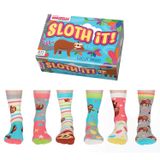 United Oddsocks Sloth It Kadın Hediye Kutusu – Kadınlar için 6 Renkli Tek Çorap – UK 4-8, EUR 37-42, US 6,5-10,5 – Rahatlatıcı Tembel Temalı Çoraplar Karıştırma ve Eşleştirme için – Sevimli, İlginç