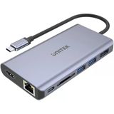 UNITEK Hub USB-C MST Triple Ekran, 2 x HDMI + VGA, 1 x USB-A Port ve USB-C Power Delivery 100W │ USB 3.1 5 Gbps, 4K@30Hz, 2K@60Hz, Alüminyum, SuperSpeed