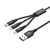Unitek USB-A to 3in1 Hızlı Şarj Destekli 2.4A 1.2Mt Çoklu Şarj Kablosu E-Marker (C14049BK)
