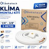 Universal 1/4-3/8 5 Metre alüminyum Klima Montaj Kiti Seti Bakır Uçlu