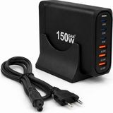Universal 150W Gan Hızlı Şarj Istasyonu, 6 Portlu Masaüstü Şarj Aleti, 3 Usb-C Type-C ve 3 Usb-A Girişli Çoklu Adaptör, Telefon Tablet Laptop Için Akıllı Güç Dağıtımlı Şarj Cihazı - 0-Bordo