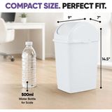 Universal 2,6 Litre Küçük Slim Trash Can (Beyaz) - 0 - 19 lt - 00-Siyah - Beyaz
