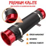 Universal Akordiyon Açık Hava Filtre Borusu Performans ve Ses Arttırıcı Uzayan Esnek Hortum 75 mm Hava Filtre Uzatma Sprali Kırmızı