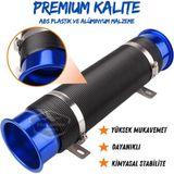 Universal Akordiyon Açık Hava Filtre Borusu Performans ve Ses Arttırıcı Uzayan Esnek Hortum 75 mm Hava Filtre Uzatma Sprali Mavi